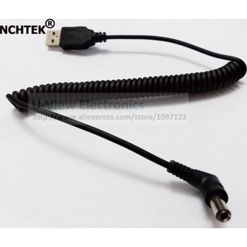 NCHTEK 90 Degree Angled DC 5.5x2.5MM Male to USB 2.0 A Male Plug Spring Coiled Power Extension Cable/Free Shipping/2PCS
