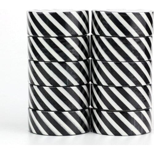 NEW 10pcs/Lot Decorative Black and White Diagonal Stripes Washi Tapes for Bullet Journal Adhesive Masking Tape Cute Stationery