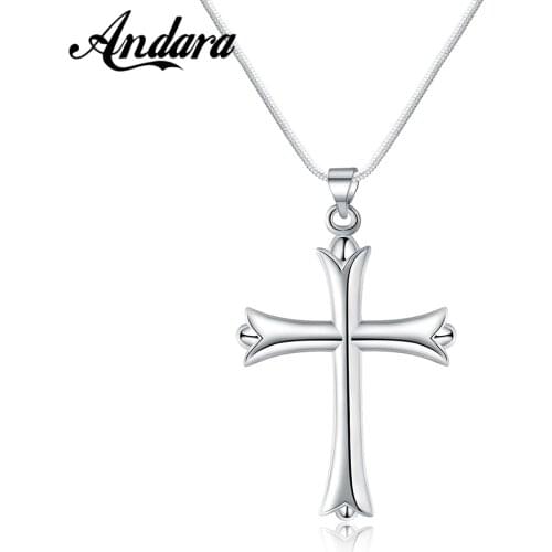925 Sterling Silver Necklace Simple Fashion Cross Pendant Necklace Silver Chain For Women & Men Jewelry Gifts
