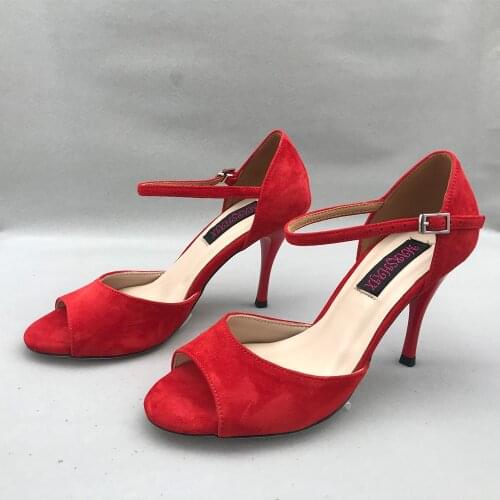 Sexy Flamenco Dance Shoes Argentina Tango Shoes pratice shoes MST6205RS Leather Hard Sole 7.5cm 9cm heel available