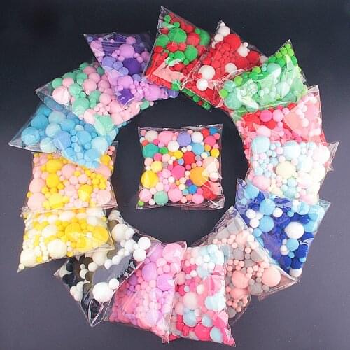 Pompon 8-30mm Multi Pompoms Mixed Color Soft Fluffy Pom Poms Balls DIY Wedding Home Decoration Accessories for Children Toys 20g