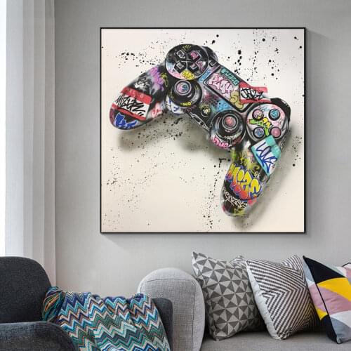 Modern Abstract Gamepad Art Wall Mural Painting Graffiti Gamepad Canvas Painting Poster Childrens Room Wall Decoration Cuadros