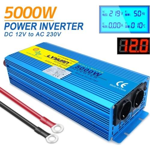 LED Display Inverter DC 12V To AC 220V 2000W 3000W 4000W Pure Sine Wave Transformer Voltage Converter 12 220 Power auto Inversor
