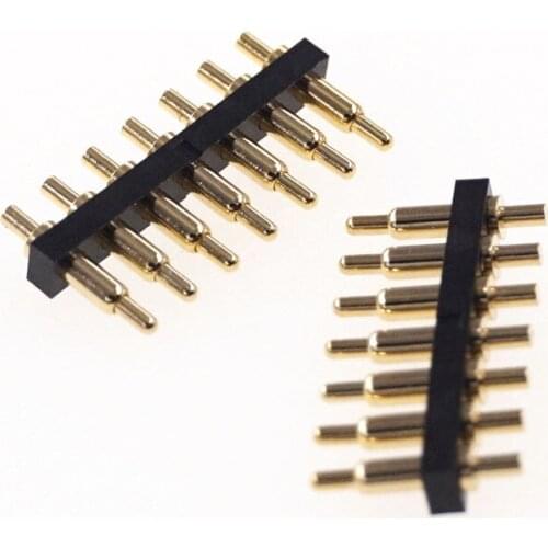 10 Pcs Pogo Pin Connector 7 Pole Through Holes Pogopin Battery Spring Loaded Contact DIP Needle 7.0MM Height SIP 2.54MM Pitch
