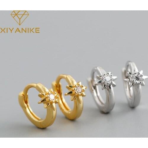 XIYANIKE 925 Sterling Silver Star Hoop Earring Female Sweet Romantic Exquisite Gorgeous Jewelry Ear Accessories Engagement Party