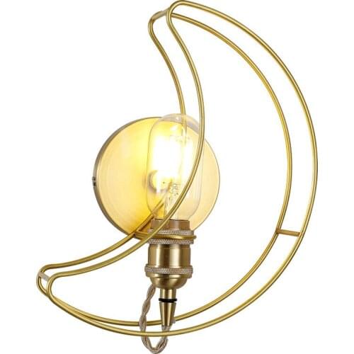 Nordic gold led wall lamp decoration living room aisle childrens room bedside cartoon moon tooth simple wall lamp