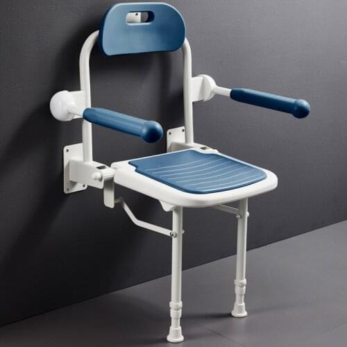 Elderly bathroom folding stool folding chair with legs with armrests non-slip shower stool bath stool wall hanging stool day