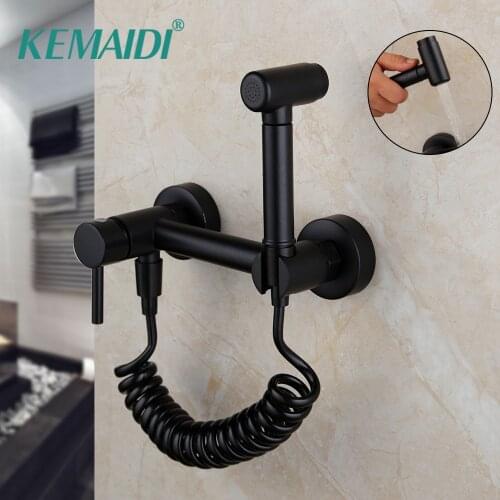 KEMADI Bidets New Arrival Matte Black Bidet Toilet Faucet Shower Portable Sprayer Set Hot and Cold Water tap hygienic shower