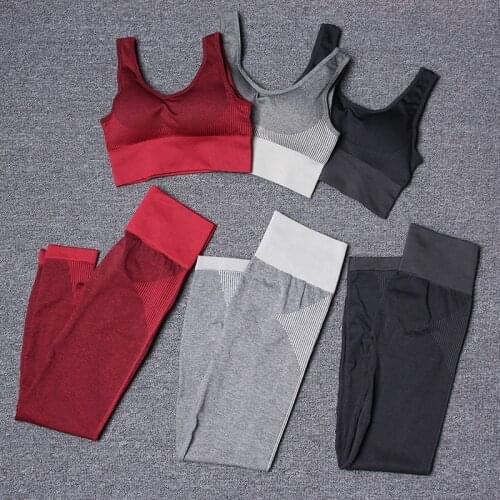 Sports Fitness Yoga Set Gym Bra 2 pcs Seamless Leggings Push Up Pants Workout Running Sportswear Athletic Wear Womens Tracksuit