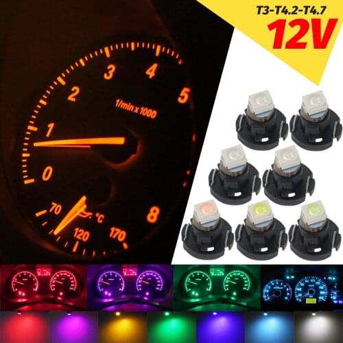 10Pcs T3 T4.2 T4.7 Led Bulb Canbus Super Bright Car Interior Lights Dashboard warming indicator Wedge Auto Instrument Lamp 12V