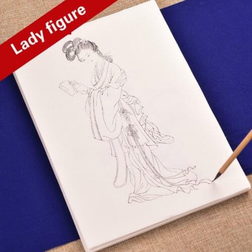 Meticulous White Drawing Manuscript Ripe Rice Paper Watercolor Chinese Painting Character Lady Drawing Carta Riso for Beginners