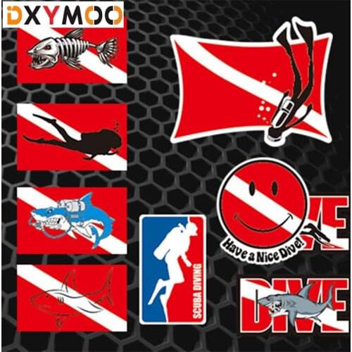 Water Sports Diving Car Stickers Shark Scuba Dive Fish Tank Decals Car Styling 3M Reflective