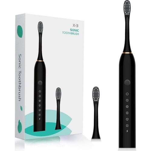Waterproof Electric Toothbrush Battery Powered 5 Cleaning Modes + 2 Brush Replacement Head Oral Tooth Cleaning Care For Adults