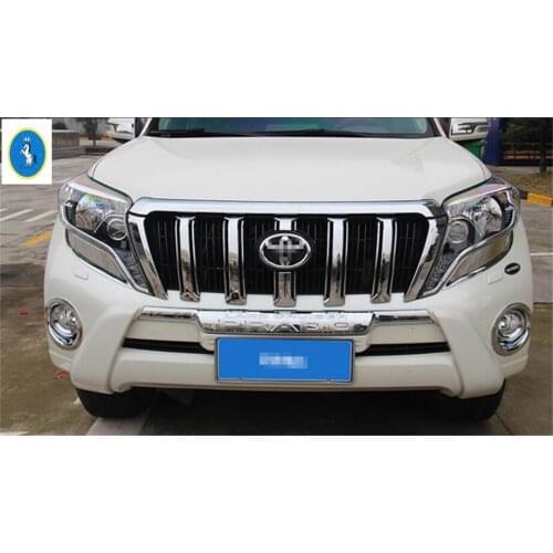 Yimaautotrims Chrome Front Grill Grille Molding Cover Trim For Toyota Land Cruiser Prado FJ150 2014 - 2017 Without Camera Hole