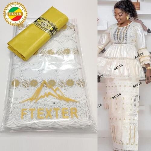 Yellow And White Lace Fabric 2021 For Sewing Dresses With Guipure Germany Bazin Riche Women Top Quality Lace Materials