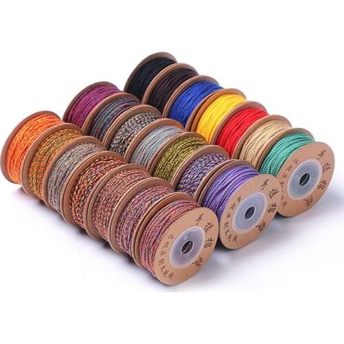 1.2mm Colorful Cotton Cord for Tassel Hand Twisted Threads for Making Bracelets Malas Multi Colors C20-1