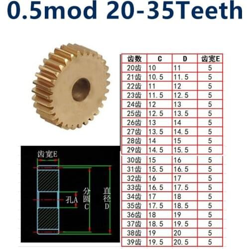 1pc 0.5mod flat gear copper gear 0.5 die 20 21 22 23 24 25 26 27 28 29 30 31 32 33 34 5 tooth metal small modulus precision gear