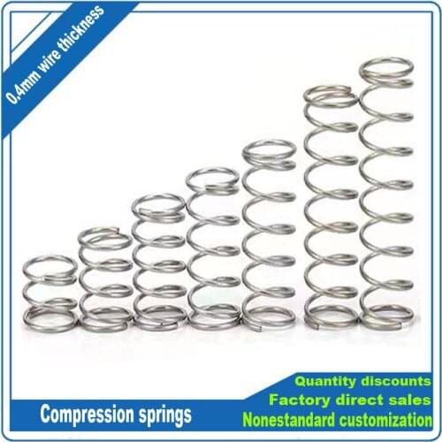 10PCS Stainless Steel Coil Springs 0.4mm*3mm 4mm 5mm 6mm 7mm 8mm 9mm 10mm*5-50mm Small Compression Spring Return Helica Springs