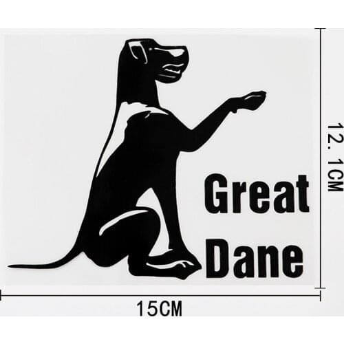 15CMX12.1CM Fun Animal Sitting Great Dane Vinyl Car Sticker Decal Black/Silver 8C-0143