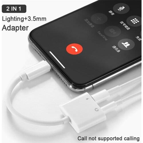 2 In 1 Charging Lighting Adapter 3.5mm Jack Connector For Iphone 8 7 Plus X XS XR MAX Portable Audio Splitter Charge AUX Cable