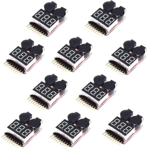 5/10 pcs 1-8S Lipo Battery Voltage Tester volt meter monitor Low Voltage Buzzer Alarm For RC Car Boat Quadcopter
