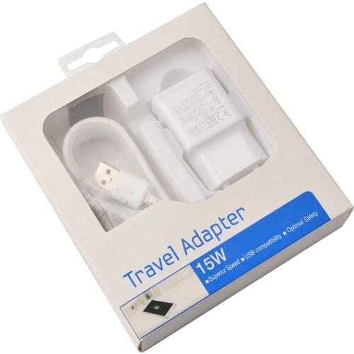 50 PCS/Lot EU/US Plug Quick Charger Fast Charging Adaptive+1.5M Micro USB Cable with Retail box For Samsung Galaxy S8 S6