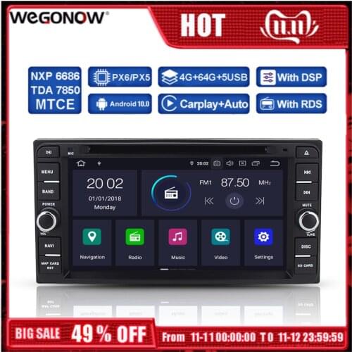 DSP PX6 IPS Android 10 4GB 64GB Car DVD Player Wifi GPS map Radio Bluetooth 5.0 For Toyota Corolla Vitz Echo VIOS HILUX Terios