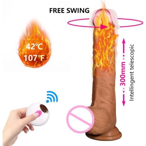 Wireless Remote Telescopic Dildo Vibrator Layer Silicone Big Penis Heating Rotating Realistic G spot Massage Sex Toy For Women