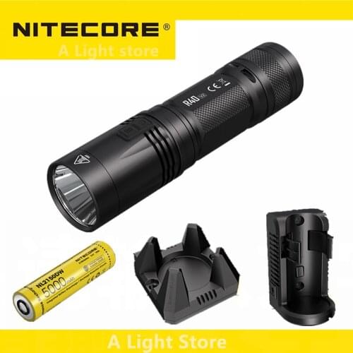 Nitecore R40 V2 flashlight 1200Lm CREE XP-L2 V6 LED wireless charging high-power outdoor search torch with 21700 battery