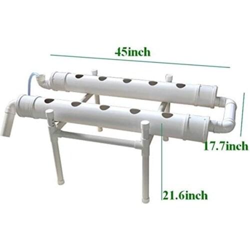 Hydroponic 10 Holes Grow Kit Plant Growing System for Leafy Vegetables Horizonal-2 Pipes 1 Layer