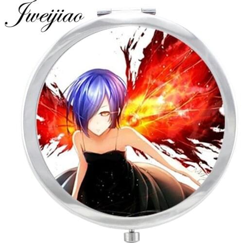 JWEIJIAO Cartoon Tokyo Ghoul Glass Cabochon Makeup Mirror Floding Round pocket vanity mirror espejo