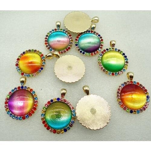 8PC wholesale Natural Stone Quartz Crystal sodalite Turquoise Round Shaped Pendant Diy Jewelry Making necklace for woman man