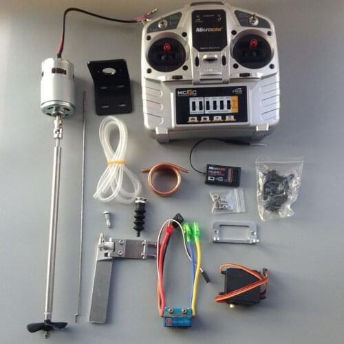 Full Boats Remote Control Kit Mc6c Transmitter+mc6re Receiver+775 Motor+95mm Water Rudder+480a Brushed Esc For Rc Jet Boats