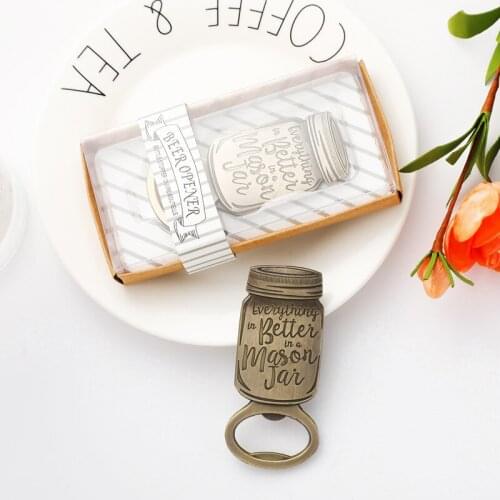 Creative Vintage Mason Jar Alloy Beer Bottle Opener Favors and Gifts for Party Supplies Wedding WB301