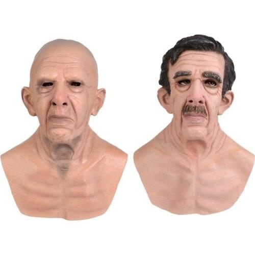 Halloween Easter New Grandpa Wig Old Man Mask Hood Factory Direct Supply Bald Old Mans Head Mask