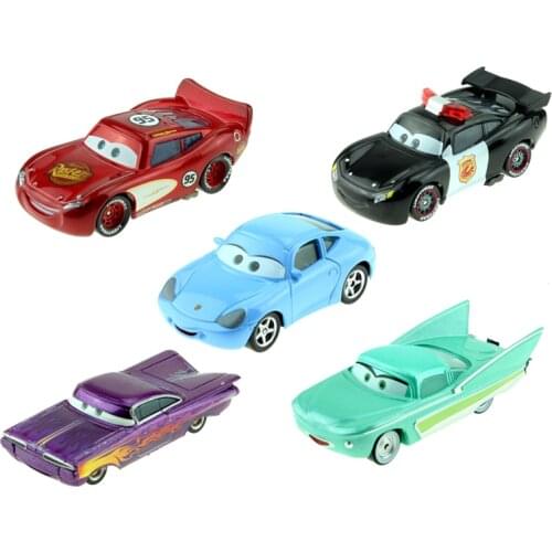 Disney Pixar Cars 5pcs/Lot Lightning Mcqueen Flo Sally Ramone 1:55 Diecast Metal Alloy Cars Model For Kid Christmas Gift Toys