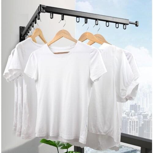 Wall-mounted Invisible Folding Clothes Hanger Balcony Window Sill Simple Indoor and Outdoor Clothes Drying Pole Drying Rack