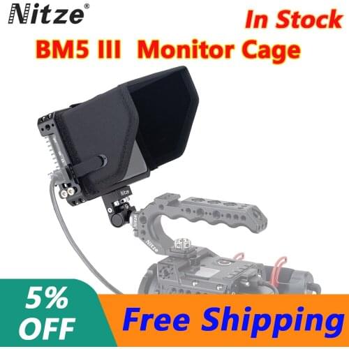NITZE for Portkeys BM5 III /BM5 III WR Monitor Cage with Sunshade Hood Monitor Screen Monitor Rig Cable Clamp Protective cage