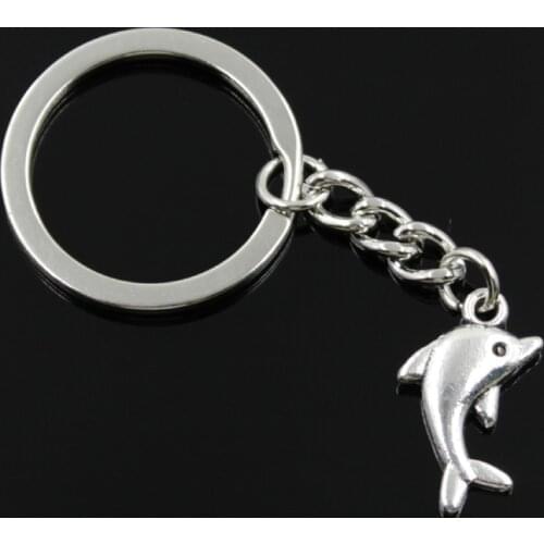 New Fashion Men 30mm Keychain DIY Metal Holder Chain Vintage Lovely Dolphin 23x13mm Bronze Silver Color Pendant Gift