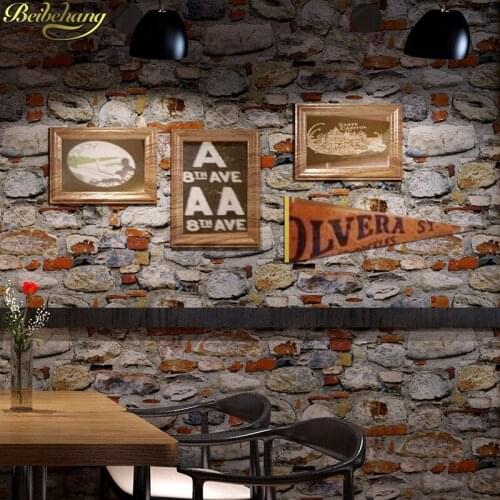 Beibehang Retro nostalgic antique culture stone rock wallpaper restaurant cafe personality background wall paper decoration home