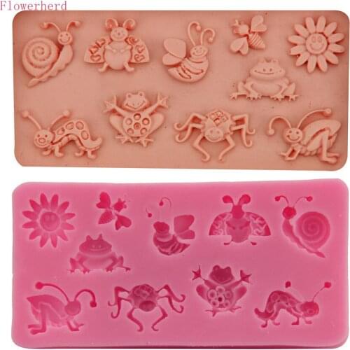Bee Snail Frog Butterfly Sun Flower Mold DIY Baking Tools Cake Decoration Fondant Mold Chocolate Mold Pastry Tools Jelly Mold