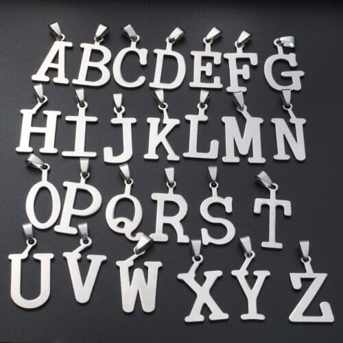 26 Alphabet Letter Pendant Initial Metal for Men Women Titanium Stainless Steel Diy Bracelet Necklace Charms Pingente Ciondoli