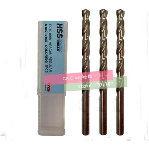 Made in Korea YG-1 D2101 2.0-7.0mm 10pcs/set HSS-C08% M42 Twist drill Processing: stainless steel. Alloy steel. Aluminum etc