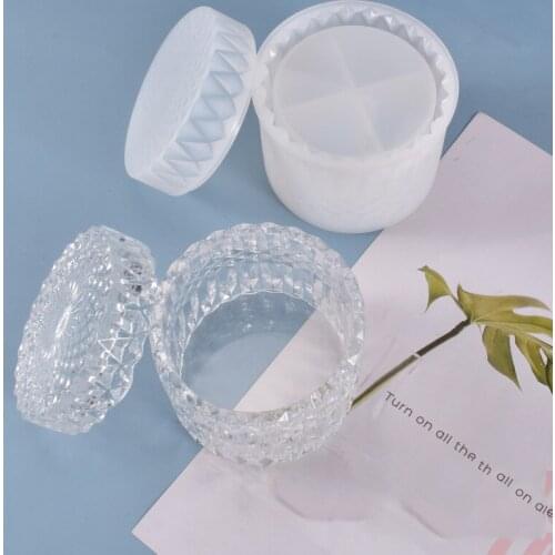 DIY Crystal Epoxy Mold Set Table Jewelry Flat Bottom Crystal Storage Jar Silicone Molds for Resin