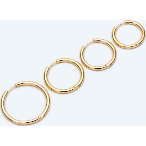 10pcs Huggie Hoop Earrings, 21/23/25/30mm, Stainless Steel Hoops, Simple Hoops (GB-2191)
