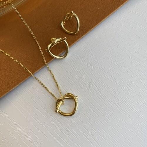 Knotted earrings necklace female new design sense earrings female simple knotted necklace