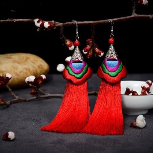 Earrings national trend tassel earrings cosplay earrings halloween party embroidered bridal earrings female