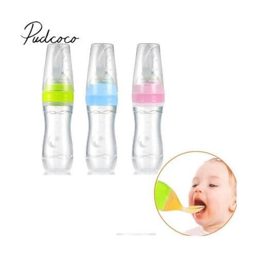 New Infant Nipple Pacifier Baby Feeding Tool Toddler Milk Bottle With Spoon Newborn Silicone Unique Spoon Lid food Supplement
