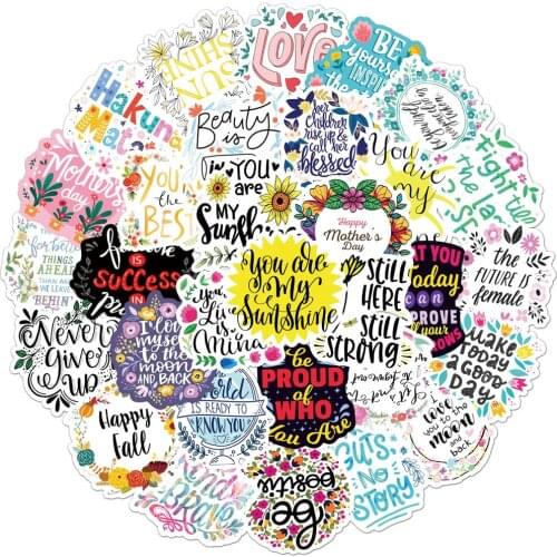 10/50Pcs English Phrases Inspirational Quotes Stickers For Laptop Phone Skateboard Luggage Bicycle Helmet Sticker Decals Kid Toy