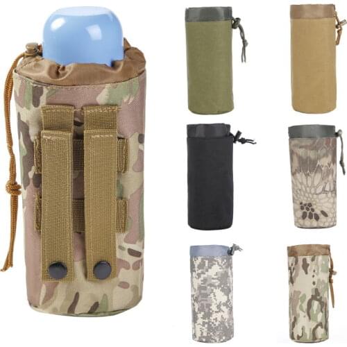 Tactical Molle Water Bottle Pouch Bag Military Outdoor Travel Hiking Drawstring Water Bottle Holder Kettle Carrier Bag
